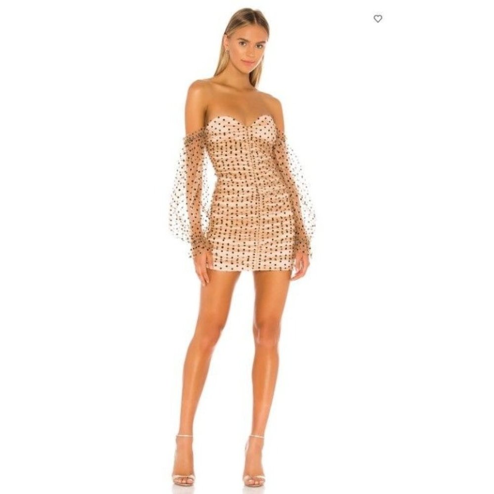 NWT Majorelle Secrets Mini Dress in Dark Nude XS Polka Dot